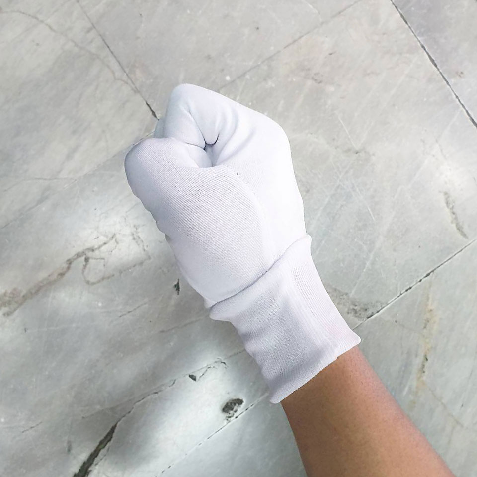ถุงมือจราจรสีขาว ยางยืด เต็มนิ้ว