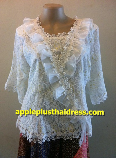 LS22 เสื้อลูกไม้ขาว รอบอก 40-42