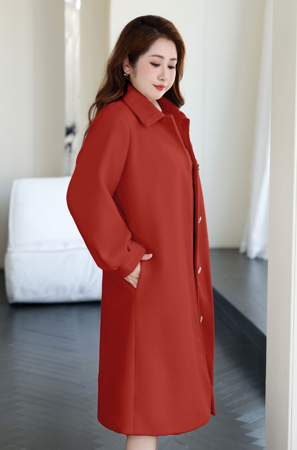 2324-0077 โค้ทวูลยาวไซส์ใหญ่ อีกแบบ สวย ๆ