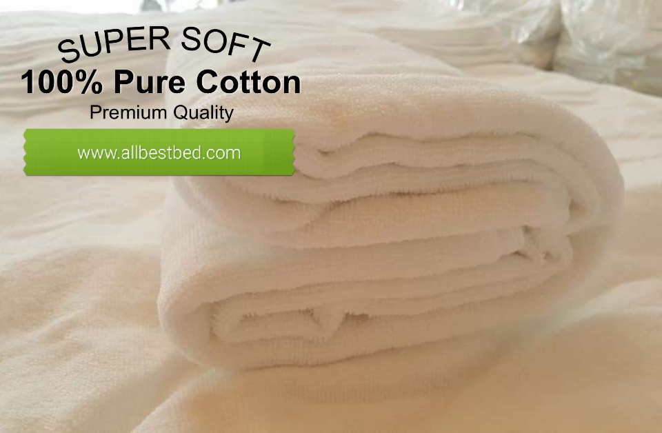 ผ้าขนหนูโรงแรม ขนคู่ สีขาว Pure Cotton100% เกรด A ทอขอบในตัว