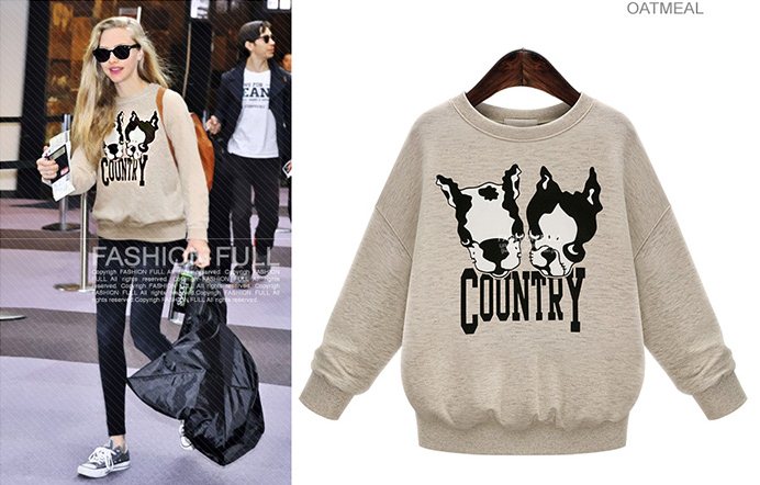 PreOrderคนอ้วน - เสื้อกันหนาวแฟชั่น ไซส์ใหญ่ คนอ้วน เสื้อยืดกันหนาว พิมพ์ลายน้องหมาที่หน้าอก สี : เขียว / ชมพู / แอปริคอท (เบจ)