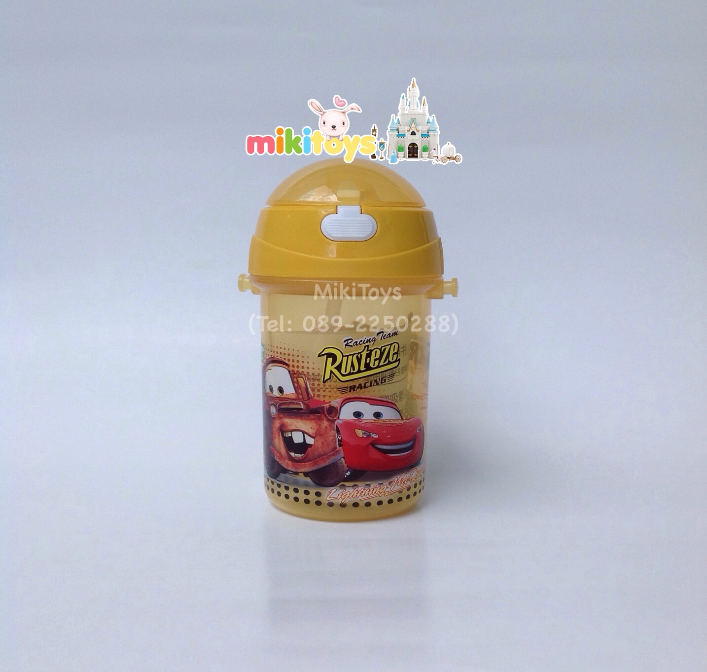 กระติกน้ำ คาร์ แมคควีน CarsMcQueen สีเหลืองล่างขุ่น350ml.#Racing team Rust~eze(ฟรีค่าจัดส่ง)