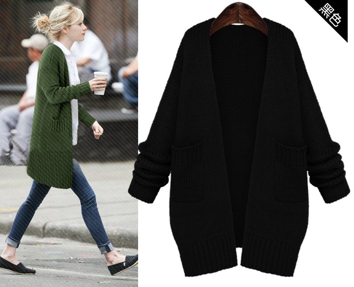 PreOrderคนอ้วน - เสื้อกันหนาวแฟชั่น ไซส์ใหญ่ คนอ้วน เสื้อคลุมคาร์ดิแกน ไหมพรม ยืดได้เยอะ สวย ๆ สี : เขียว / แดง / ดำ
