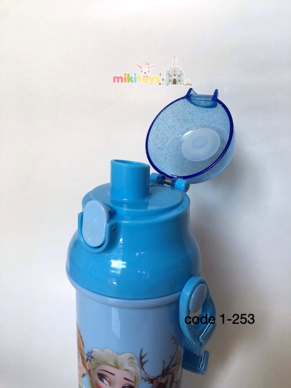 กระติกน้ำเด็ก NEW! Frozen Fever โฟรเซน ฟีเวอร์ สีฟ้า รุ่นยกดื่ม