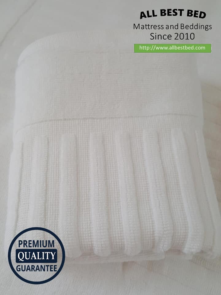 ผ้าขนหนูโรงแรม ขนคู่ สีขาว Pure Cotton100% เกรด A ทอขอบในตัว
