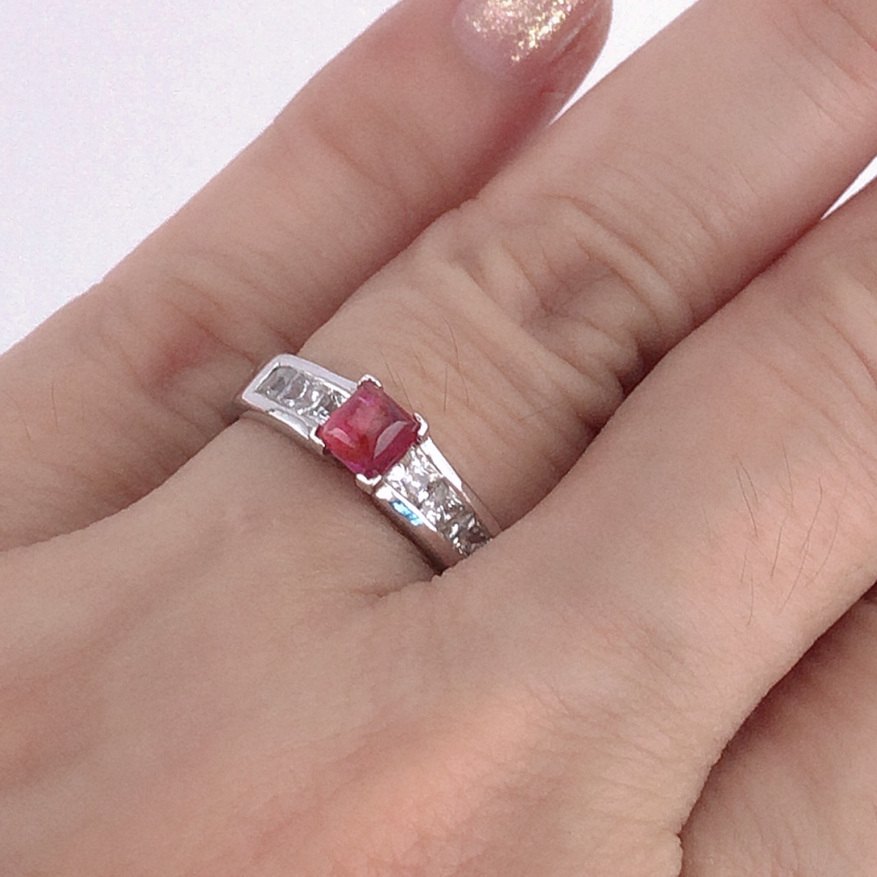 แหวนเงินแท้ พลอยทับทิมแท้(ราศีกรกฎ)