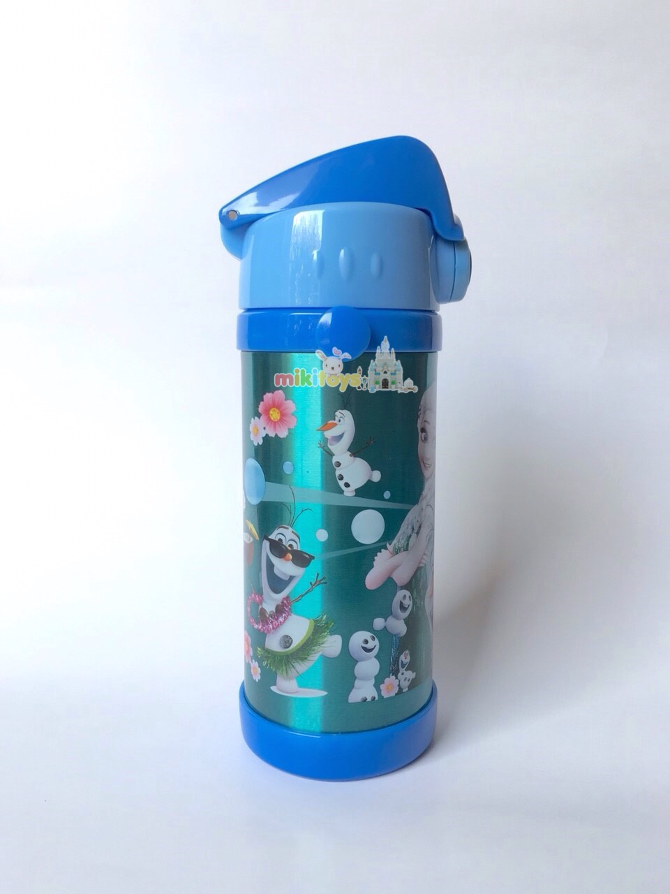 กระติกน้ำ โฟรเซ่น FROZEN Fever ลายใหม่ #Blue สีฟ้าสวยมากค่ะ ขนาด350ml. รุ่นกดแล้วฝาเด้ง พร้อมตัวล็อค2ชั้น เก็บอุณหภูมิ