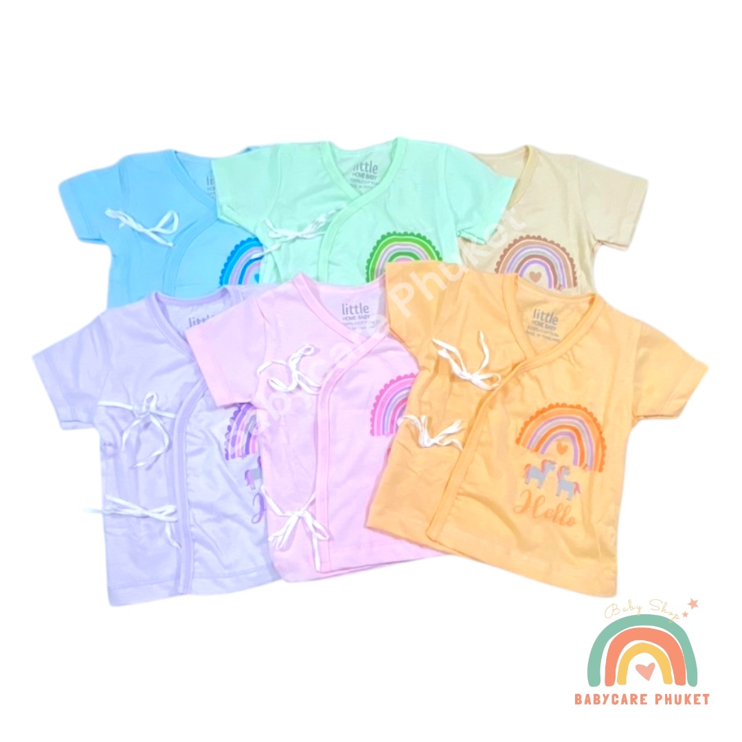 เสื้อเด็กแรกเกิด ผูกหน้า ผ้ายืดคัตตอล เนื้อผ้านิ่ม