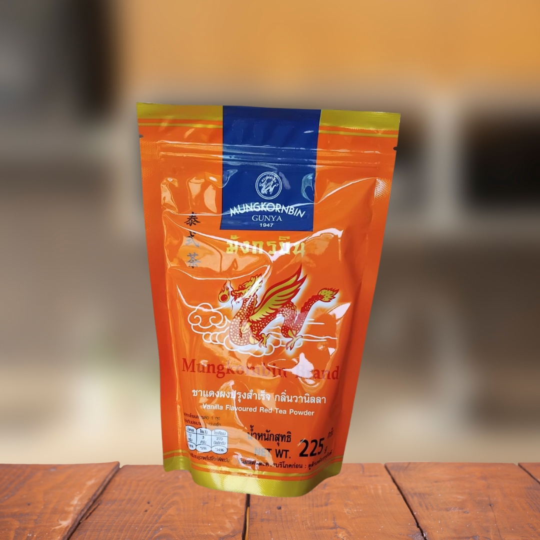 ชาไทย ชาแดง ผงชาไทย ชงชาดำเย็น ชานมเย็น ตรา มังกรบิน 225 กรัม สีส้ม รหัส 1626
