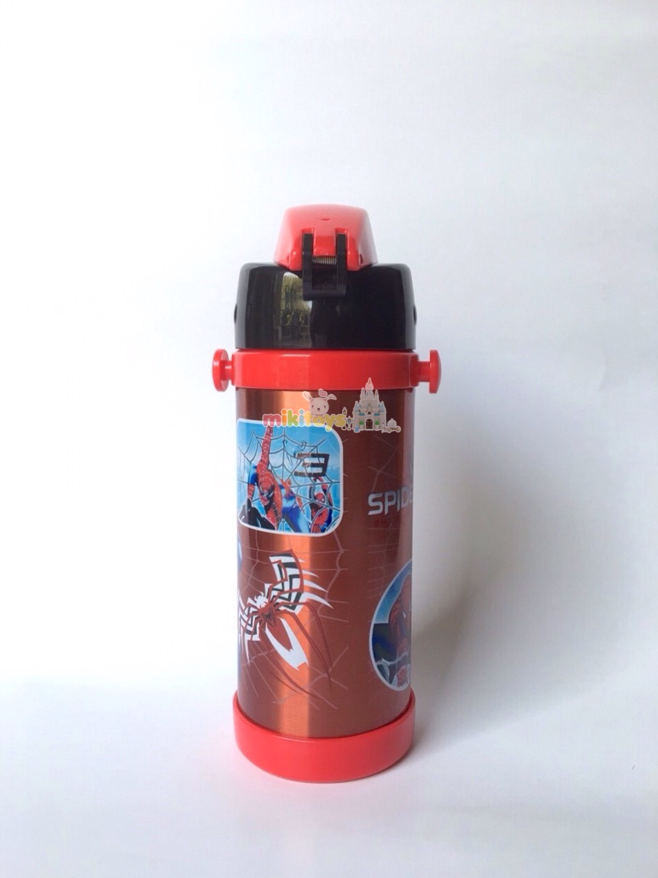 กระติกน้ำ สไปเดอร์แมน Spiderman สีแดง ขนาด350ml. รุ่นกดแล้วฝาเด้ง พร้อมตัวล็อค2ชั้น เก็บอุณหภูมิ