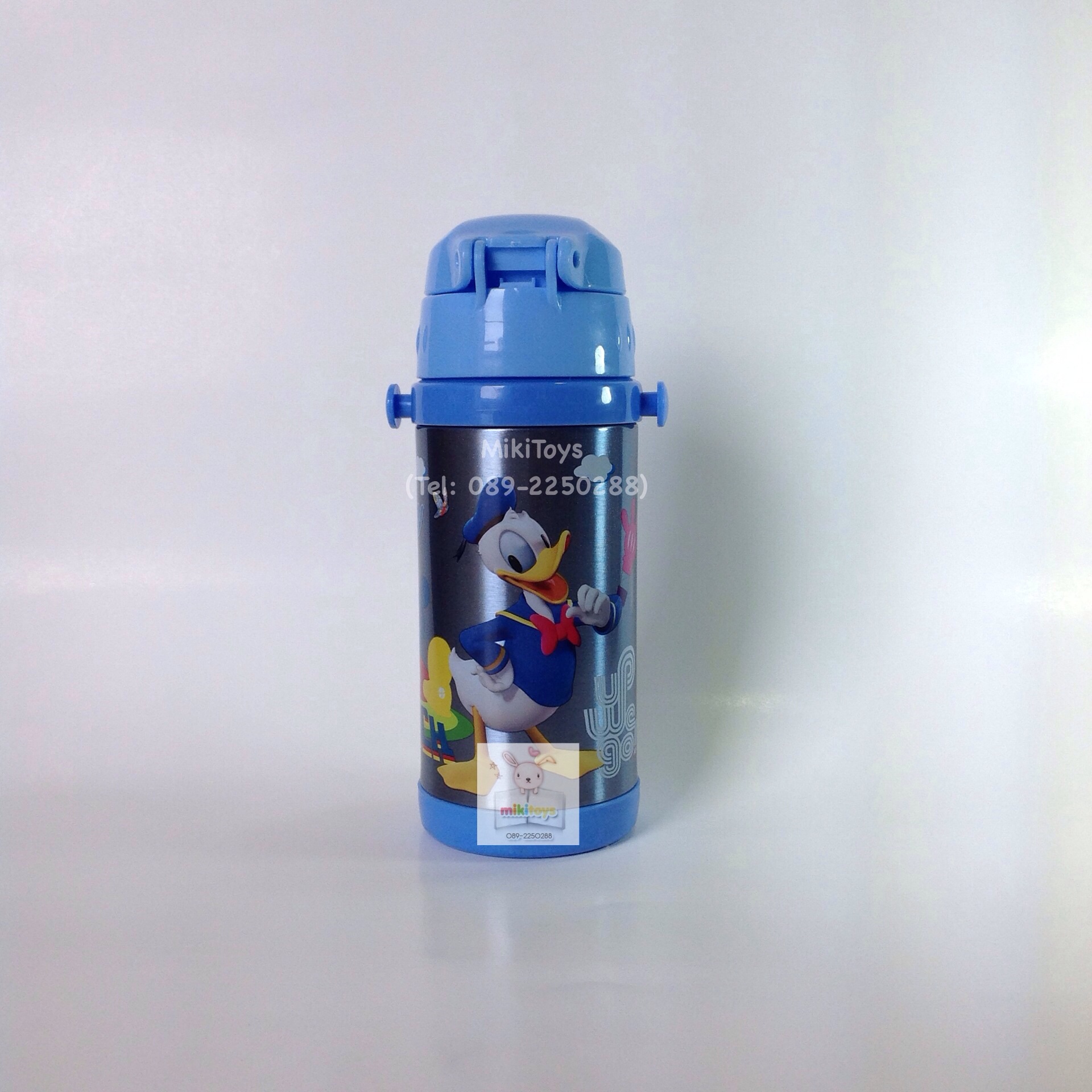 กระติกน้ำมิกกี้เมาส์และโดนัลดั๊ก Disney Mickey Mouse&Donald Duck สีฟ้า 350ml.รุ่นกดแล้วฝาเด้ง เก็บอุณหภูมิ
