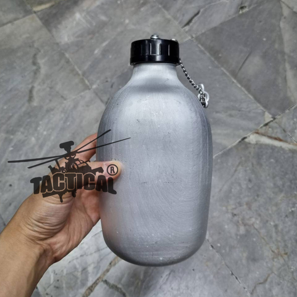 กระติกน้ำทหารอลูมิเนียม ทรงกลม พร้อมปลอก