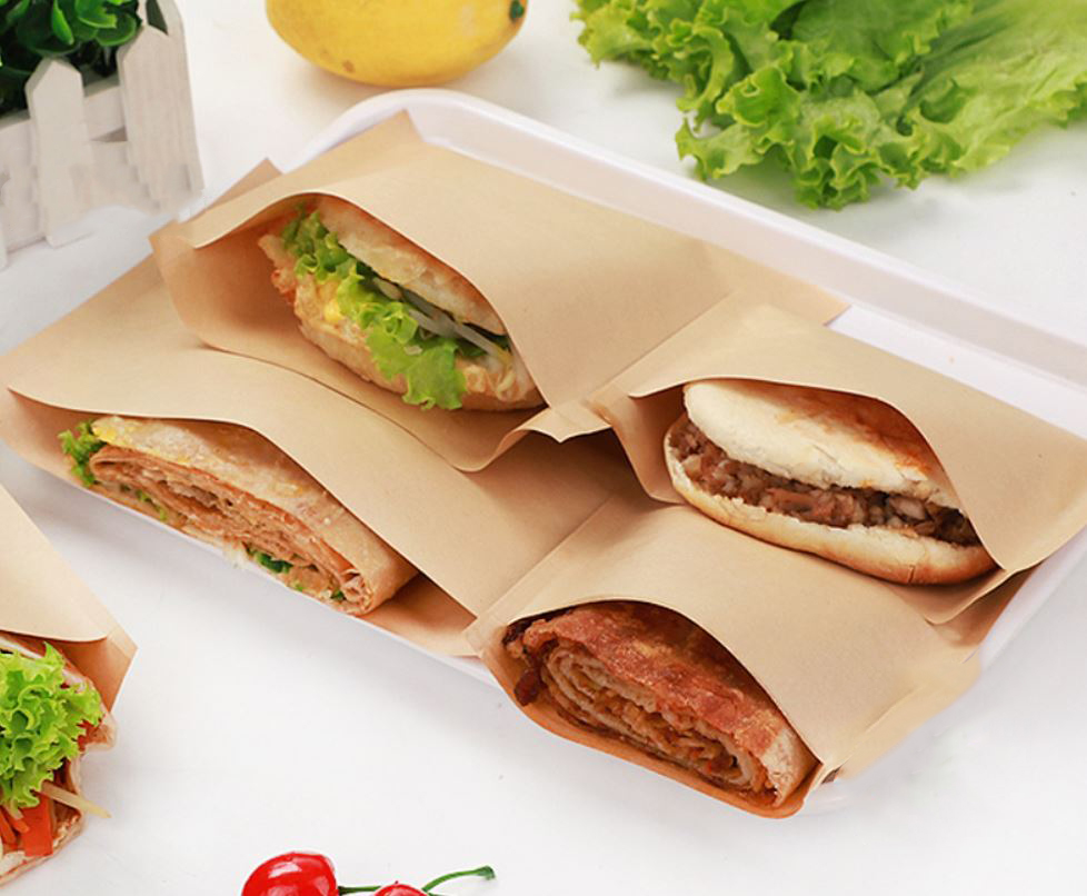 ซองกระดาษเคลือบกันน้ำ-น้ำมัน Food Grade สำหรับใส่อาหารทอด-อบ-ย่าง แพ็ค 100 ชิ้น