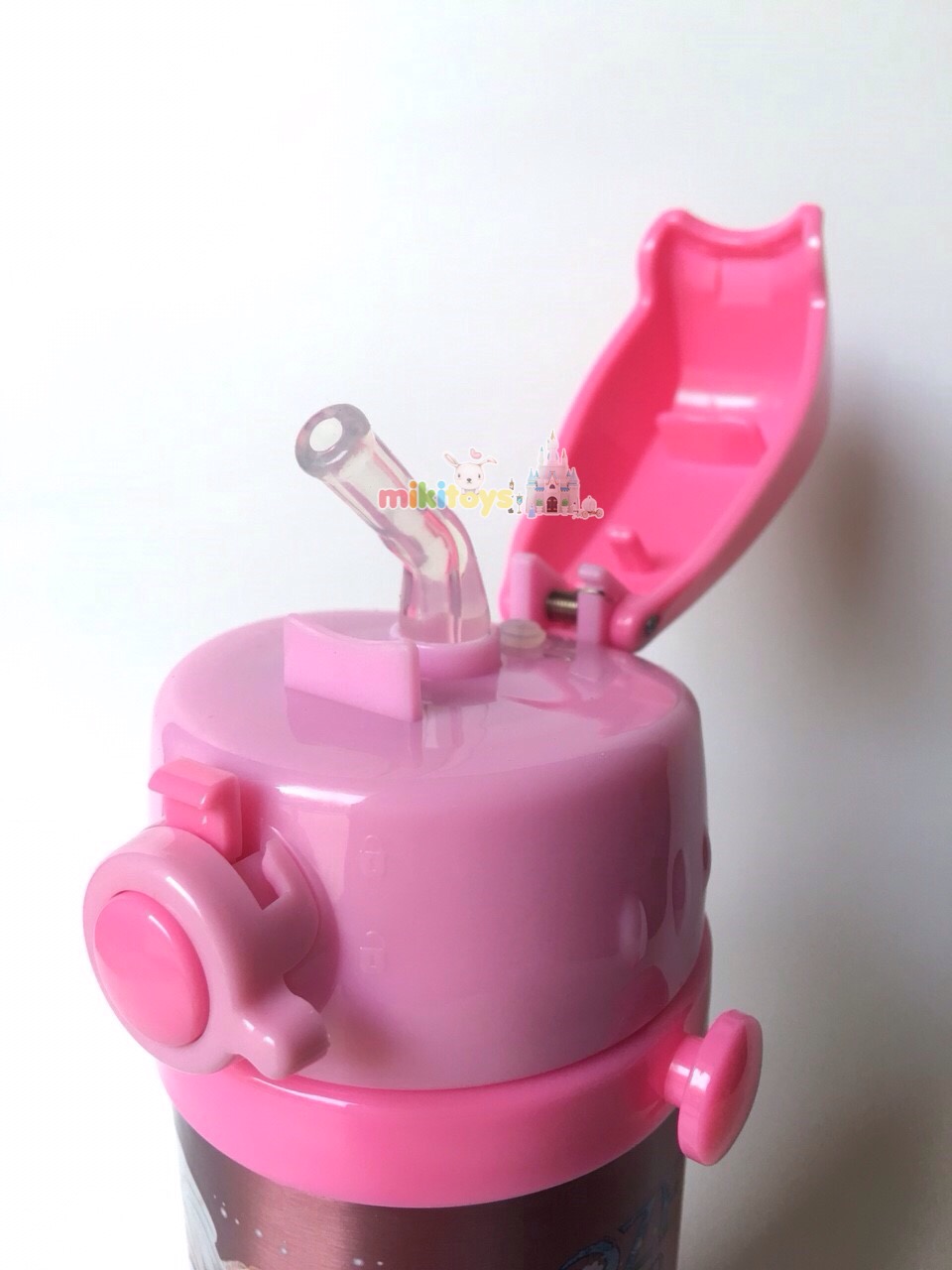 กระติกน้ำ โฟรเซ่น FROZEN Fever ลายใหม่ #Pink สีชมพูหวานๆ ขนาด350ml. รุ่นกดแล้วฝาเด้ง พร้อมตัวล็อค2ชั้น เก็บอุณหภูมิ