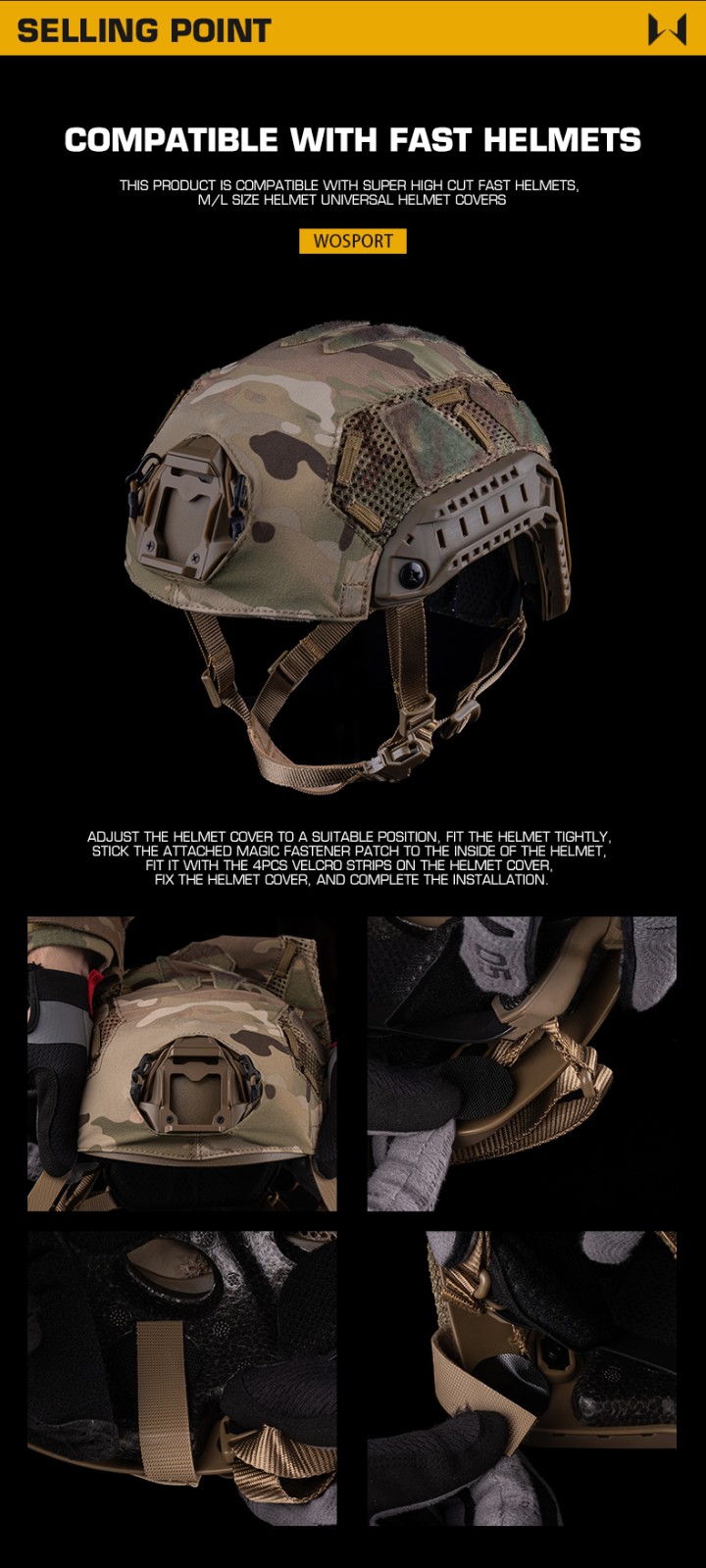 ผ้าคลุมหมวก Fast ยี่ห้อ Wosport (CO-22)