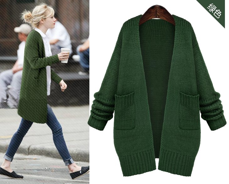 PreOrderคนอ้วน - เสื้อกันหนาวแฟชั่น ไซส์ใหญ่ คนอ้วน เสื้อคลุมคาร์ดิแกน ไหมพรม ยืดได้เยอะ สวย ๆ สี : เขียว / แดง / ดำ