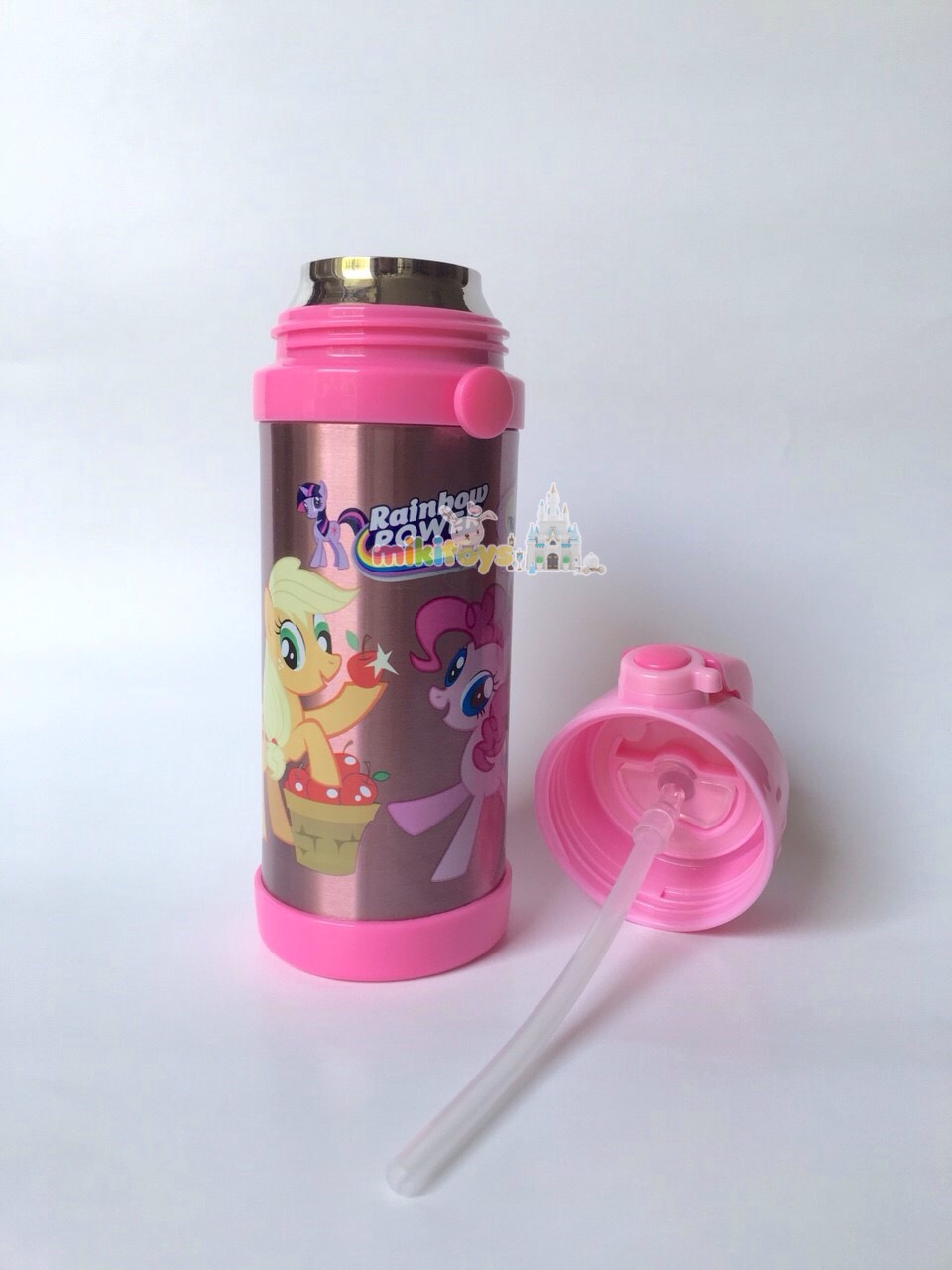 กระติกน้ำ มาย ลิตเติ้ลโพนี่ My little Pony~PINK (Rainbow Power)สีชมพู ขนาด350ml. รุ่นกดแล้วฝาเด้ง พร้อมตัวล็อค2ชั้น