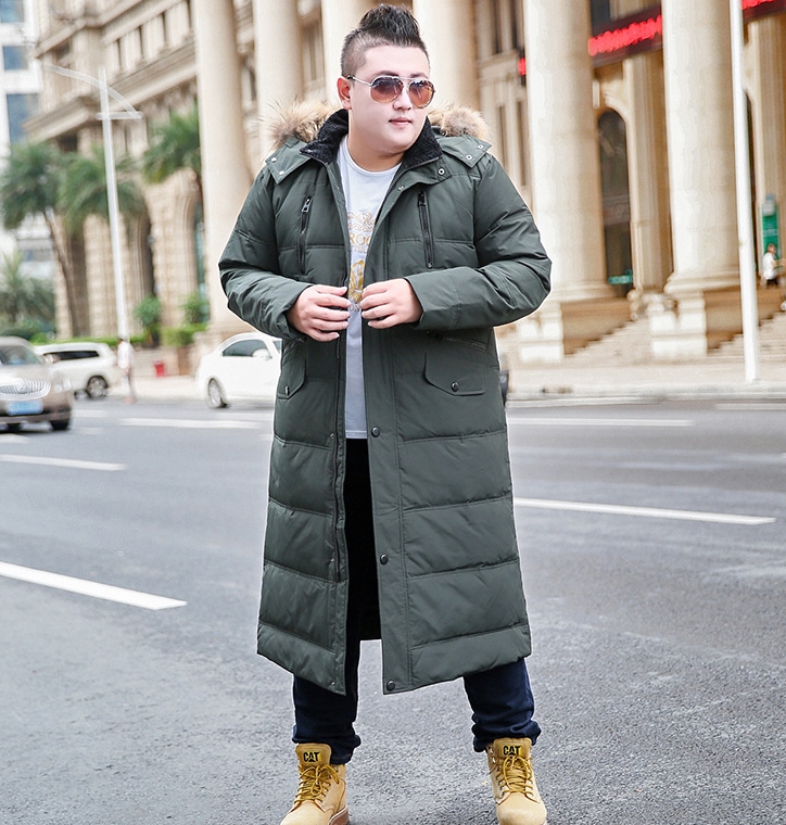 M2324-0027 โค้ทผู้ชายยาวไซส์ใหญ่ ขนเป็ดจ้า มีHoodเฟอร์เล็กถอดไม่ได้