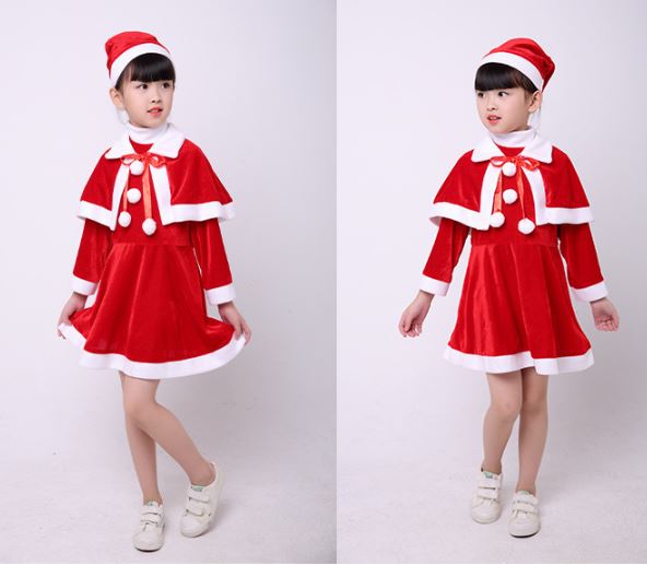 ชุดแฟนซีคริสต์มาสชุดแซนตี้เด็กหญิงสวยครบเซต