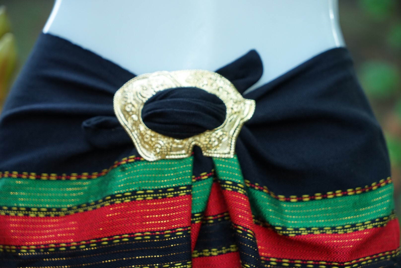 หัวรัดซิ่น โลหะตอกลาย สีทอง Aluminum Buckle Engraved Gold color