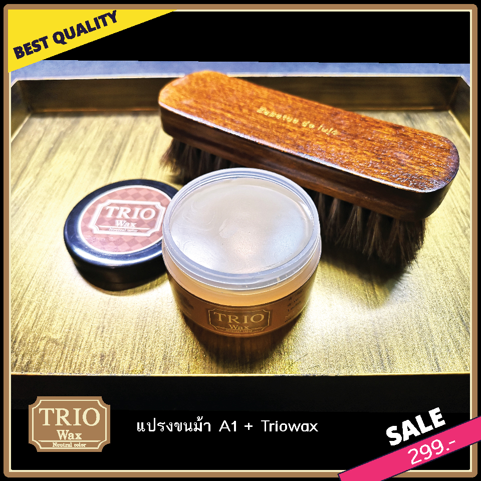 ชุดA1 Triowax แวกซ์บำรุงเครืองหนัง พร้อมแปรงขนม้า XL