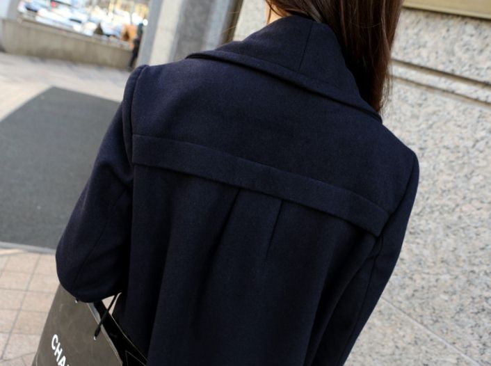 PreOrderเสื้อผ้าคนอ้วน - เสื้อโค้ทกันหนาวไซส์ใหญ่ ผ้าวูลขนสัตว์ สีน้ำเงิน