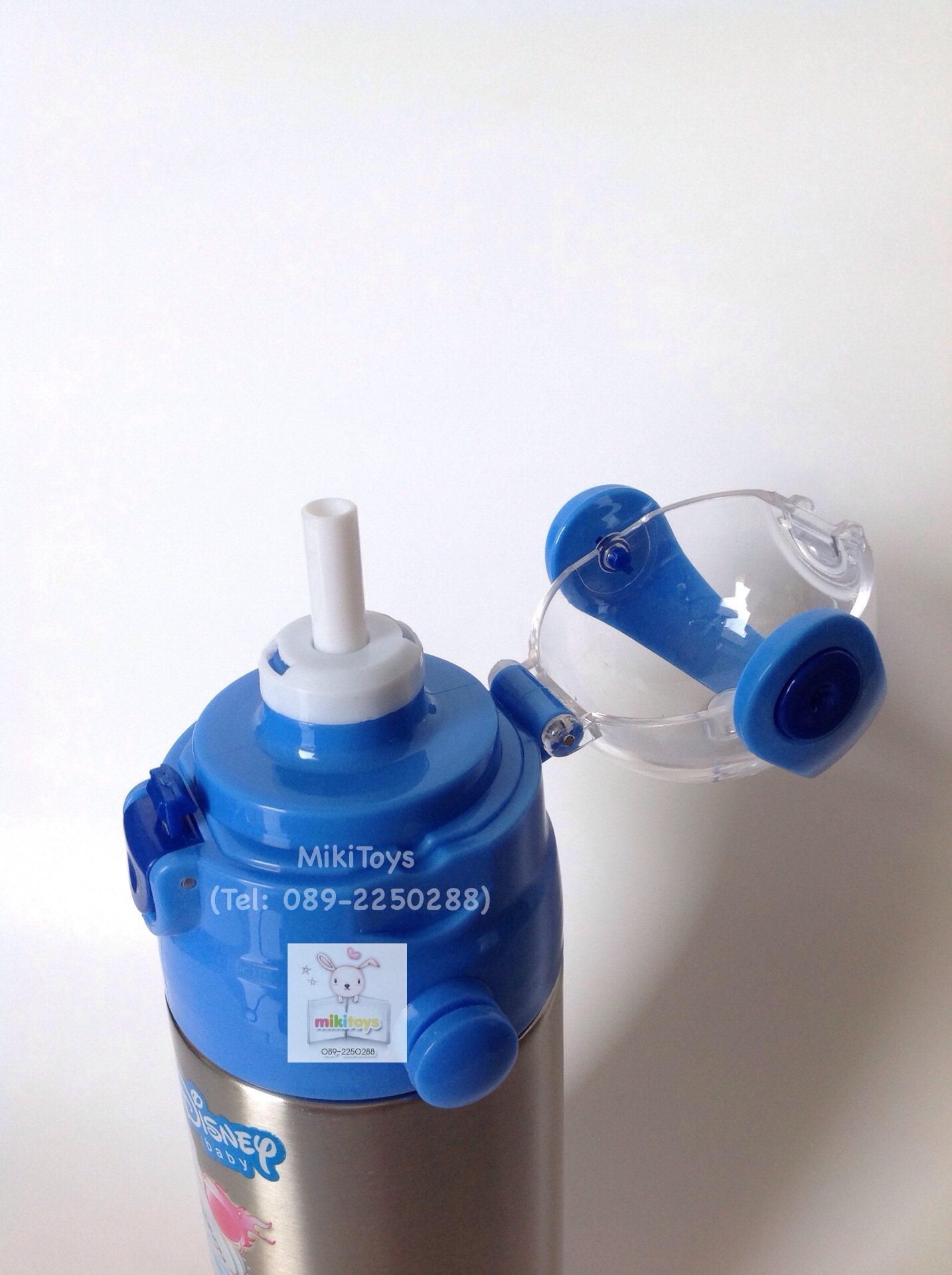 ✅กระติกน้ำมิกกี้เมาส์ Disney Mickey Mouse สีฟ้า-เงิน ลายด้านเดียว --Good Luck Disney Baby-- แถมฟรี!! ถุงหุ้มช่วยรักษาอุณหภูมิ1ถุงและแปรงล้างหลอด1ชิ้นค่ะ^^