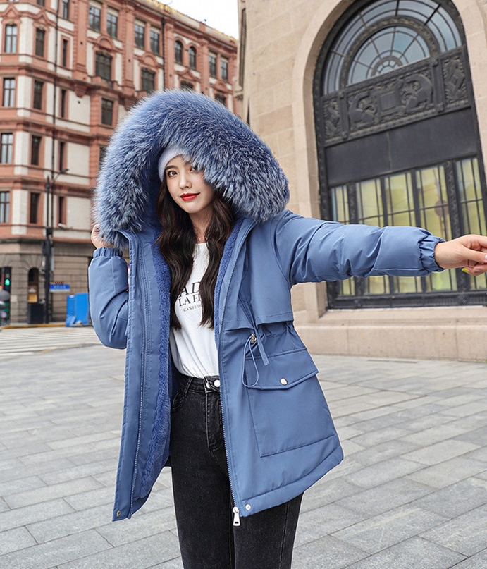 2324-0084 เสื้อกันหนาวบุนวม บุขนด้านใน นุ่มมาก เฟอร์ถอดได้