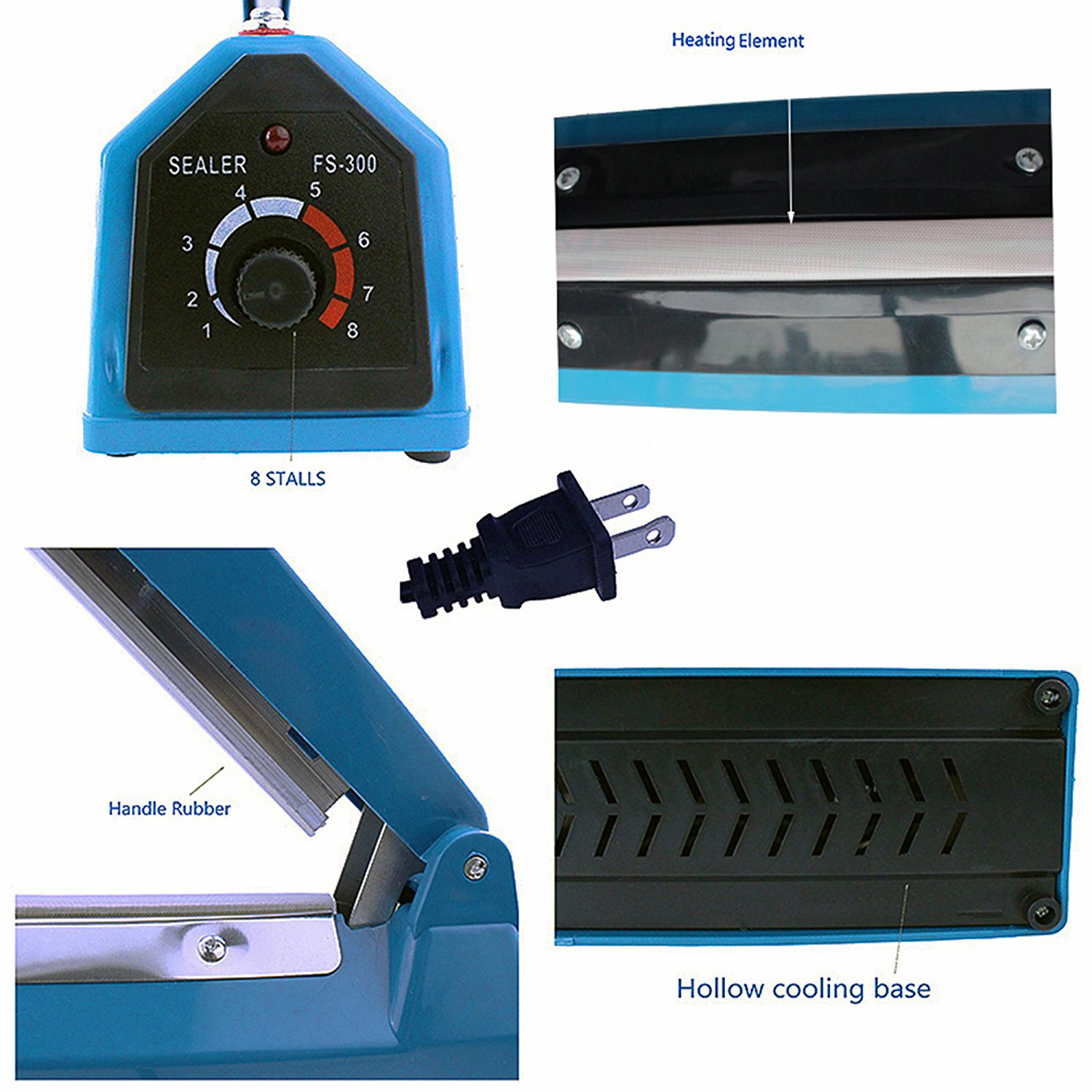เครื่องซีลไฟฟ้าแบบกด ยาว 300 mm. 12 นิ้ว บอดี้พลาสติก สำหรับถุงพลาสติก PPและ PE รหัส 1608-116