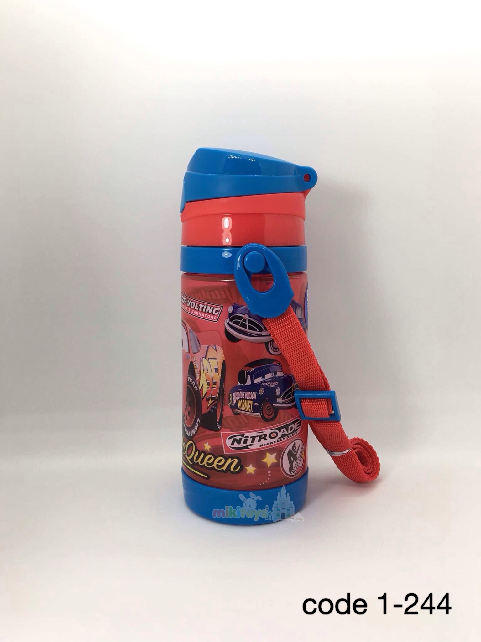 กระติกน้ำเด็ก Cars McQueen สีแดง รุ่นฝาเด้ง ปุ่มกดสามเหลี่ยม