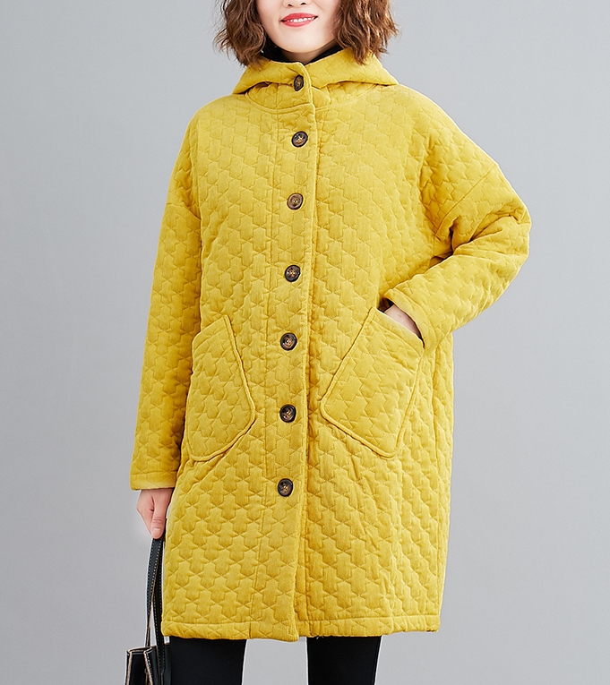 CO-012 โค้ทกันหนาวผ้าลูกฟูก บุนุ่นด้านใน มีHood สีเหลือง / น้ำเงิน