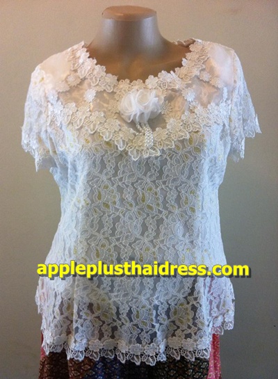 LS16 เสื้อลูกไม้ดอกกุหลาบหน้า รอบอก 40-42 นิ้ว