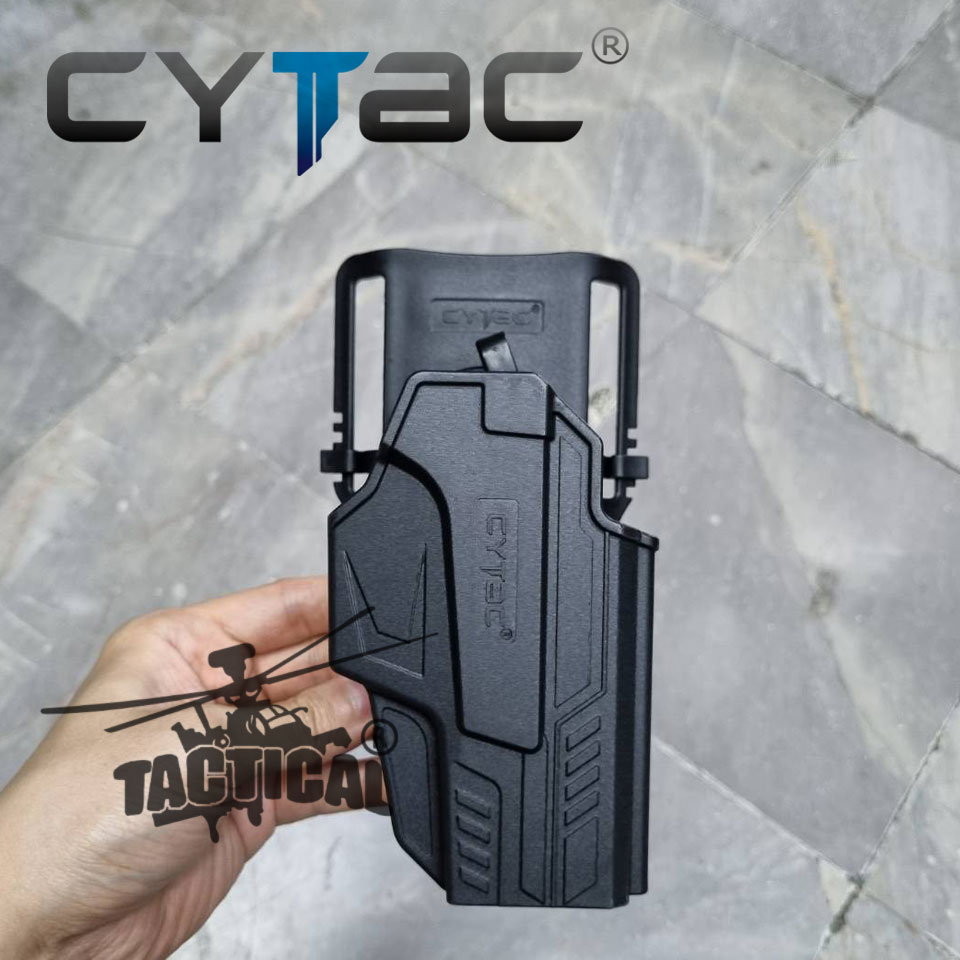 (งานแท้) ซองปืนปลดนิ้วโป้ง + เพลทลดต่ำ + รัดขา ยี่ห้อ Cytac