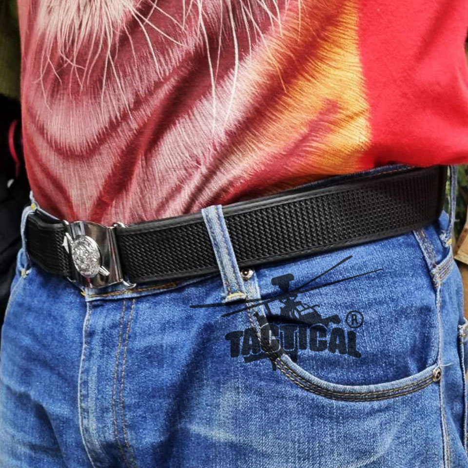 เข็มขัดไนลอนกุ๊นขอบ + หัวตราโล่