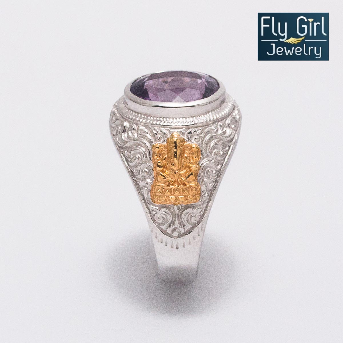 แหวนพระพิฒเนศ พลอยอเมทิสต์แท้(ราศีกุมภ์หรือคนเกิดวันเสาร์) เเทพแห่งความสำเร็จ เงินแท้รุ่นนี้ใส่ได้ทั้งหญิงและชาย