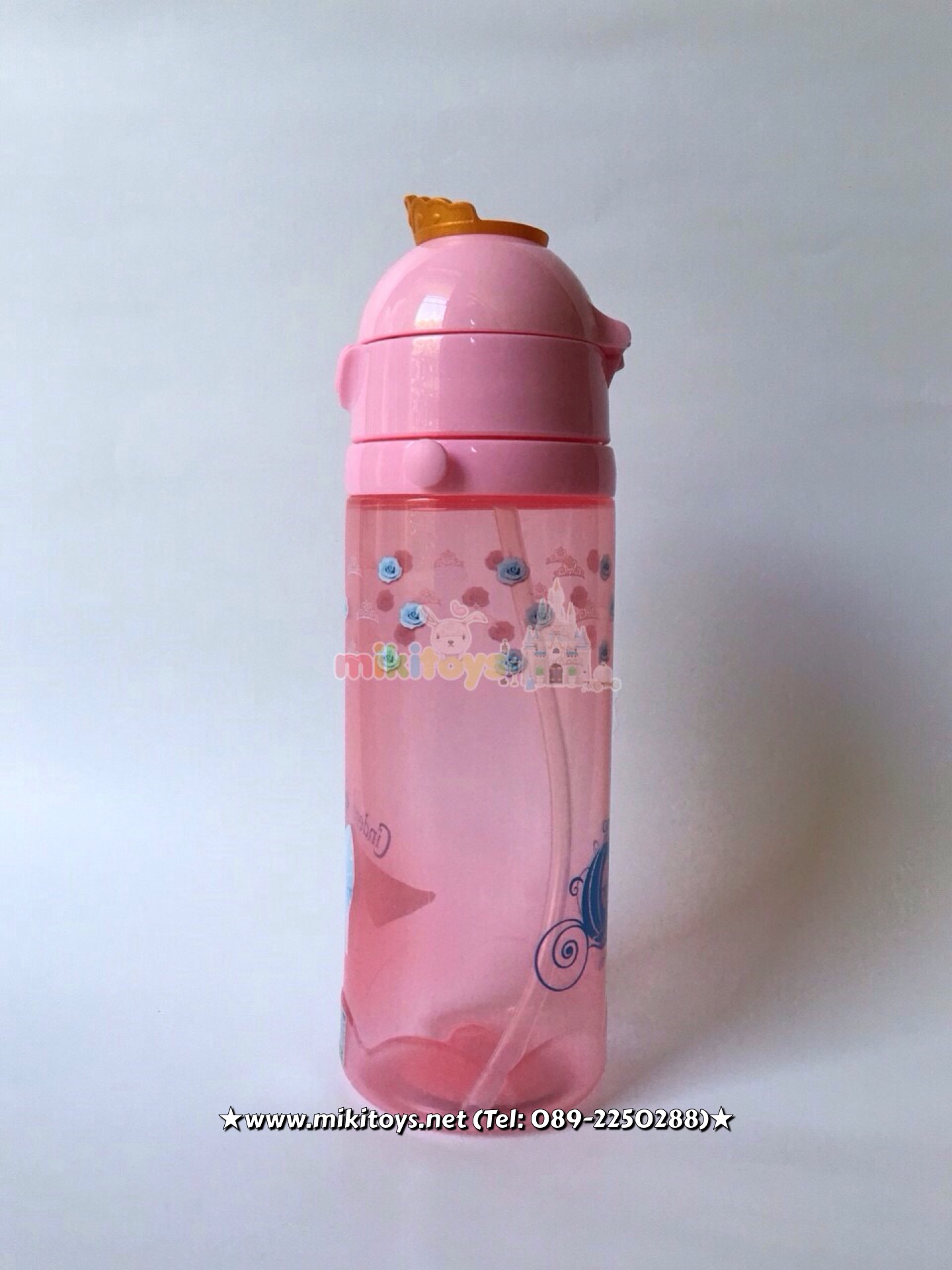 3D ~ กระติกน้ำสำหรับเด็ก Princess with crown 3D เจ้าหญิง สีชมพูหวานๆ ลายมงกุฏและดอกกุหลาบ