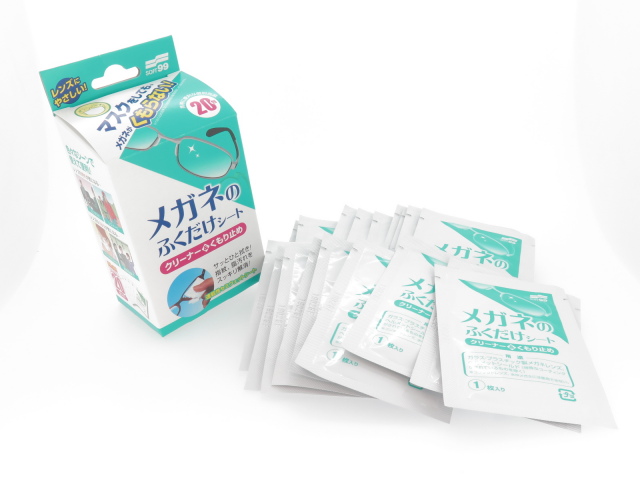 Soft99 ผ้าเช็ดกระจกแว่นตาทำความสะอาดและป้องกันฝ้า กล่องล่ะ 20 แผ่น メガネのふくだけシート クリーナー&くもり止め