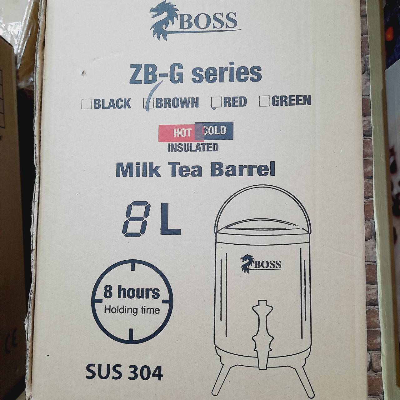 ถังเก็บชานม ถังจ่ายเครื่องดื่ม ร้อน-เย็น ถังคลูเลอร์ ความจุ 8 ลิตร สีน้ำตาล ตรา BOSS สีน้ำตาล รหัส 2470