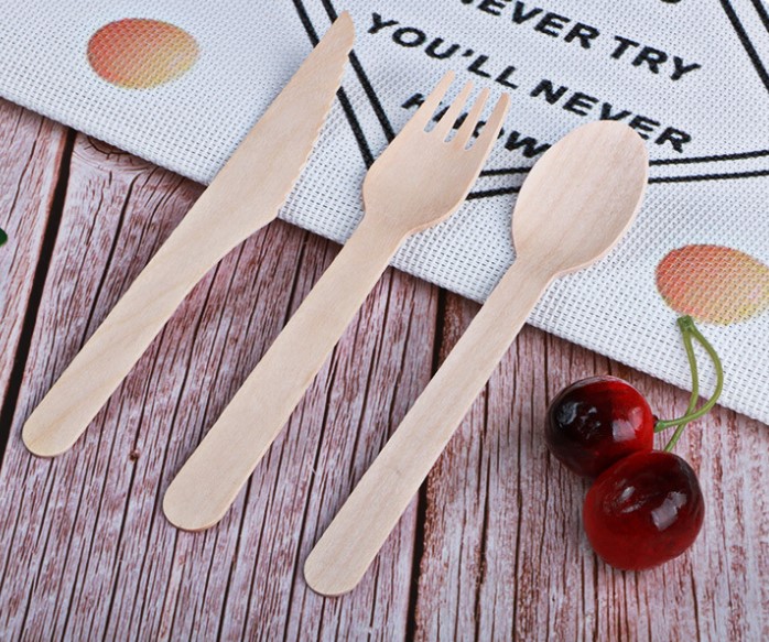 ช้อน-ส้อมไม้ (แพ็คแยกชิ้น) สำหรับตักไอติม ขนม ทำจากไม้ ไม่มีเสี้ยน แพ็ค 50 ชิ้น