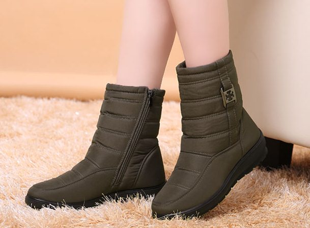 Pre Order - รองเท้ากันหนาว รองเท้าลุยหิมะ ผ้าร่มกันน้ำ ข้างในบุกำมะหยี่ ซิบข้าง สูง 19cm สี : น้ำเงิน / ดำ / น้ำตาล / ไวน์แดง / เขียว ไซส์ 36 / 37 / 38 / 39 / 40 / 41 / 42