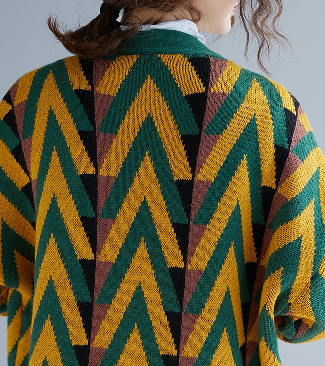 CO-006 ไหมพรมยาว ลายสวย ๆ สีเขียว / เหลือง