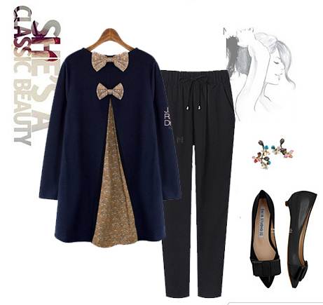 PreOrderไซส์ใหญ่ - เสื้อกันหนาวไซส์ใหญ่ คนอ้วน เก๋ ๆ ผาด้านหลัง พร้อมติดโบ สี : น้ำเงิน / เทา