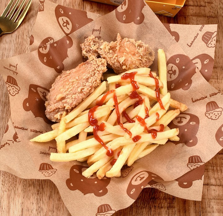 กระดาษไขรองอาหาร (Greaseproof paper) เคลือบกันน้ำ-น้ำมัน น้องหมี (แพ็ค 98-100 // 490-500 ชิ้น)