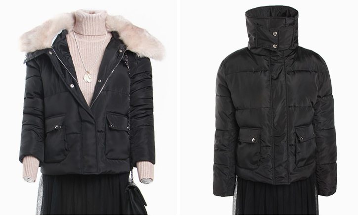 PreOrderคนอ้วน - เสื้อกันหนาว แจ๊คเก็ตบุนุ่น ขนเฟอร์อุ่น ถอดได้ สี : ขาว / ชมพู / ดำ