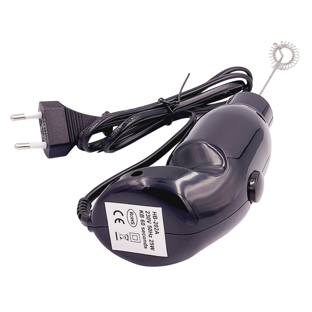 เครื่องตีฟองนม ปั่นฟองนมไฟฟ้า ตีไข่ผสมไฟฟ้า สีดำ 25W ตัวล็อคก้านตีฟองนมทองเหลือง รหัส 2630