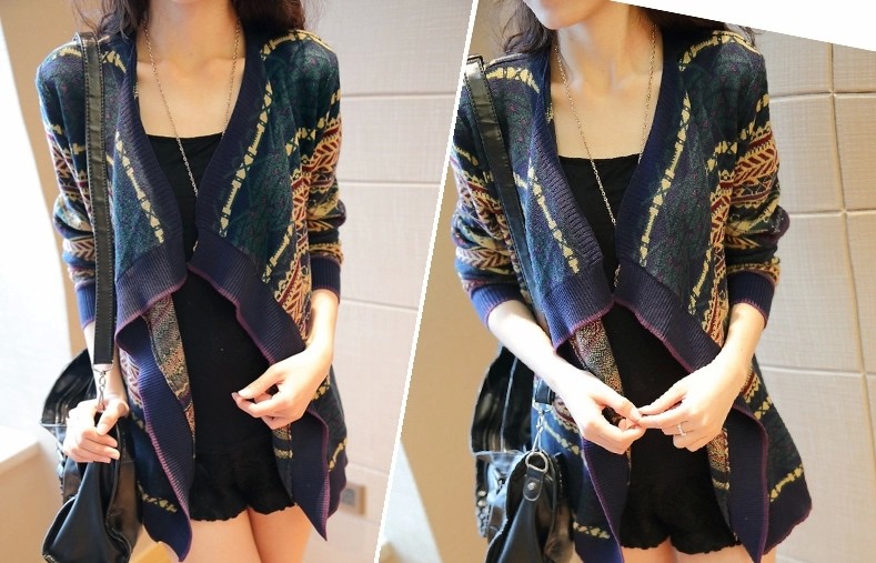 Pre Order - เสื้อคลุมกันหนาวแฟชั่นเกาหลี เสื้อคลุมไหล่เวตเตอร์แขนยาว ลายสวย ๆ