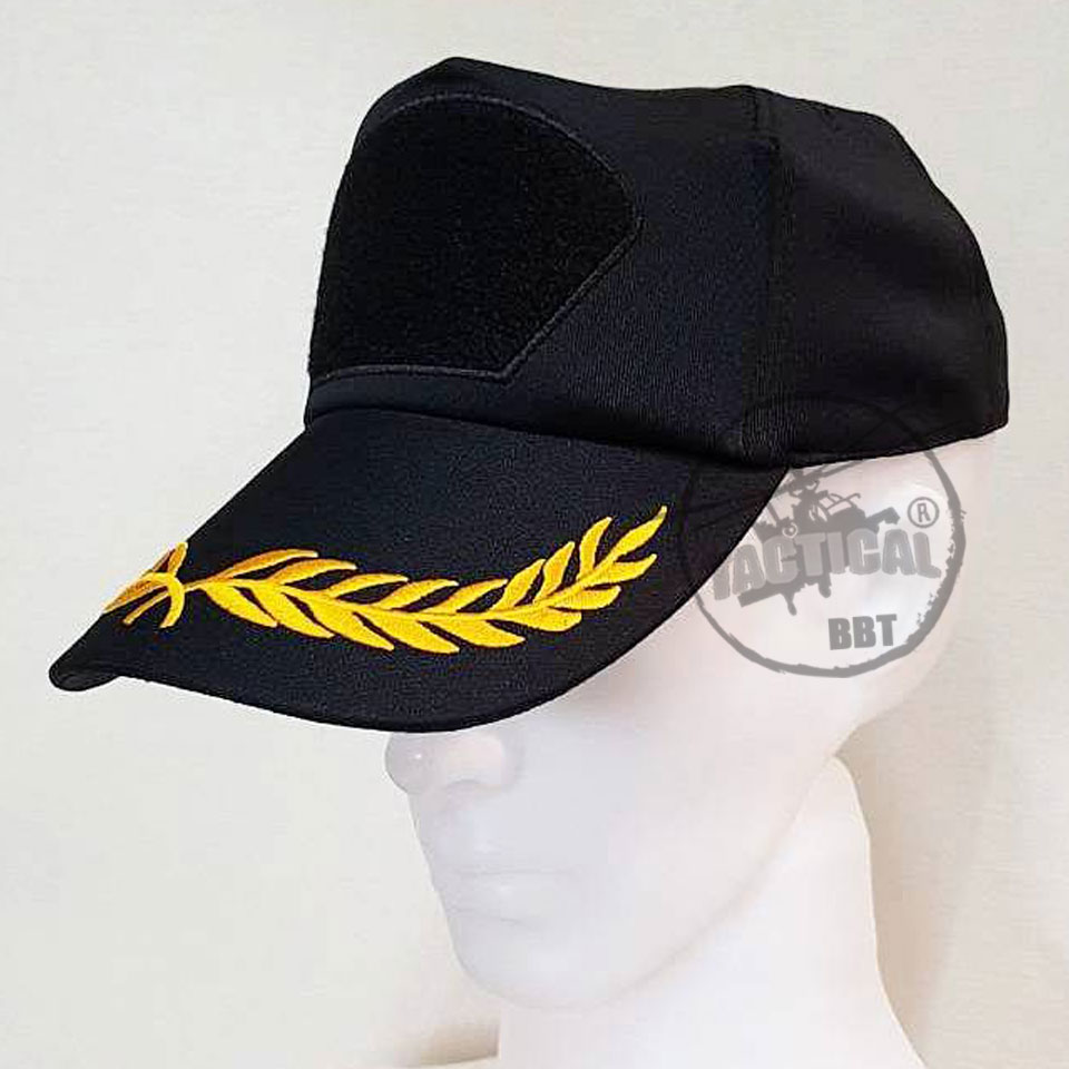 หมวกแก๊ป ซิปหลัง มีช่อ มีตีนตุ๊กแก (ดำ กรมท่า)