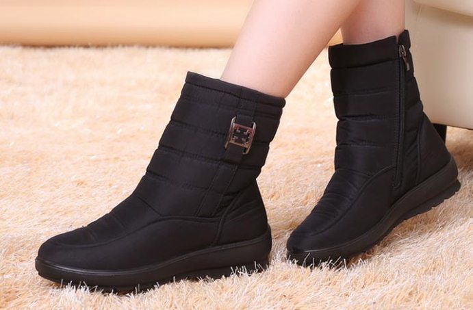 Pre Order - รองเท้ากันหนาว รองเท้าลุยหิมะ ผ้าร่มกันน้ำ ข้างในบุกำมะหยี่ ซิบข้าง สูง 19cm สี : น้ำเงิน / ดำ / น้ำตาล / ไวน์แดง / เขียว ไซส์ 36 / 37 / 38 / 39 / 40 / 41 / 42