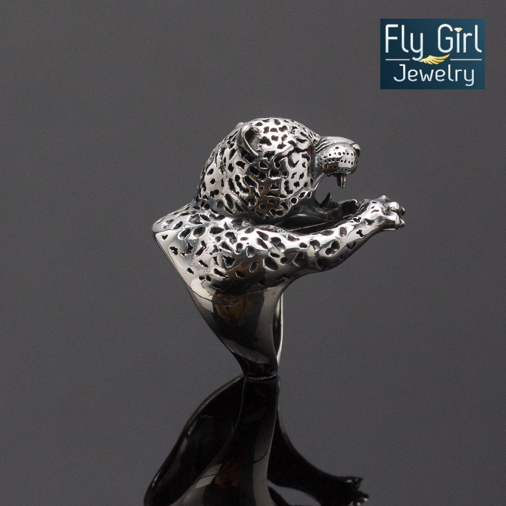 แหวนเสือ แหวนปีขาล แหวนชายเงินแท้ พลอยทับทิมแท้