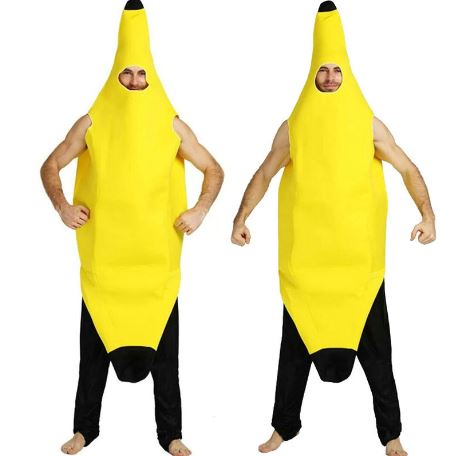ชุดกล้วย ชุดแฟนซีกล้วย รุ่นผ้าฟองน้ำ สีเหลืองสวย ขนาดสำหรับผู้ใหญ่ ใส่ได้ทั้งผู้ชายและผู้หญิง ( เด็กโตใส่ได้) คอสเพลกล้วย